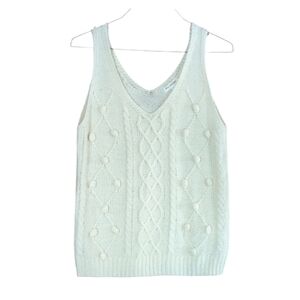 Blu Pepper Chunky Cable Knit Tank Top Cream Size S